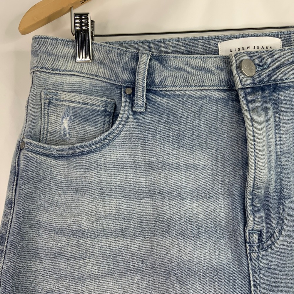 Risen Jeans Los Angeles High Rise Distressed Straight Leg Light Wash 15/32 - Picture 5 of 10